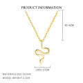 wholesale S925 Sterling Silver Women's Snake Pendant Necklace, French Style Chic Collarbone Chain-0-6