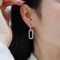 wholesale 925 Sterling Silver Fashionable and Sophisticated Circle O-Shaped Niche Hoop Earrings with Moissanite, Minimalist and Luxurious Women's Earrings-0-3