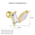 wholesale S925 Sterling Silver Opal Light Luxury Inlaid Sparkling Zircon Marquise Earrings Women's Fashion Simple Versatile Trendy Cross-border-0-5
