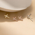 wholesale S925 Sterling Silver Exquisitely Simple and Minimalist Ins Advanced Niche Design Full Diamond Cross Stud Earrings M06164-0-2