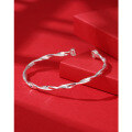 wholesale 999 Sterling Silver Möbius Strip Double Layer Heart Minimalist Design Plain Circle Bracelet for Women-0-1