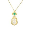wholesale S925 Sterling Silver White Jade Icy Translucent Gourd Pendant Necklace, New Chinese-style Luxury Advanced Sense Collarbone Chain Gift-0-4