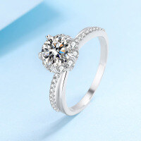 wholesale PT950 gold-plated 925 sterling silver ring with 1-carat moissanite, factory direct wholesale-6.5mm zircon 12