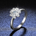 925 Sterling Silver Classic Smooth Band Snowflake D-color Moissanite Empty Ring Setting-0-0