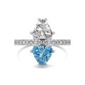 wholesale S925 Sterling Silver Cross-Border New Women's Ring, Light Luxury High-End Elegant Blue Teardrop Heart Zircon Butterfly Silver Ring-0-4