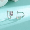 wholesale S925 Sterling Silver Moissanite Small Square Sugar High-End Micro-Set Earrings Elegant Ear Clasps Minimalist Fashion Hoops-0-1