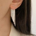 wholesale S925 Sterling Silver One-Bar Long Chain Tassel Earrings, Simple and Versatile Elegant Style, Two-Way Wear Vacation-Themed Earrings-0-2