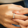 S925 Sterling Silver Asymmetrical Row Ring with Moissanite for Women-0-2