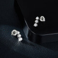 wholesale [18k Gold Plated S925 Silver] New TK Hot Selling Classic Three-Diamond Round Moissanite Women's Screw Earrings-0-1