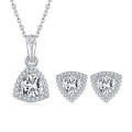 wholesale S925 Sterling Silver Commuter Style Earrings and Necklace Set with Certificate, Featuring 1-Carat Moissanite in a Fat Triangle Design-0-4