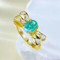 wholesale S925 gold-plated 6*8mm Paraiba ice-cut ring for women,-0-1