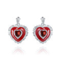 wholesale S925 silver designer-style natural garnet earrings with heart-shaped and unique design, featuring colored gemstone earrings-0-0