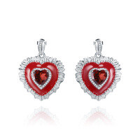 wholesale S925 silver designer-style natural garnet earrings with heart-shaped and unique design, featuring colored gemstone earrings-Red agate earrings