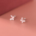 wholesale Sterling Silver Sweet Little Butterfly Threaded Stud Earrings, Small and Dainty, Can Be Worn While Sleeping, for Women G7829-0-2