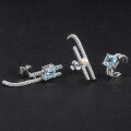 wholesale S925 Silver Fashionable Light Luxury Earring Three-Piece Set with Inlaid Natural Freshwater Pearls and Matching Topaz Ear Studs and Ear Clips-0-2