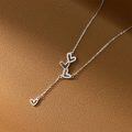 wholesale S925 Sterling Silver Diamond-Encrusted Hollow Heart Fringe Necklace Korean Style Fashion Sweet Necklace for Women Y01233-0-2