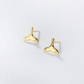 wholesale S925 silver stud earrings for women, polished mermaid tail, cute and sweet fish tail earrings, jewelry E8192-0-1