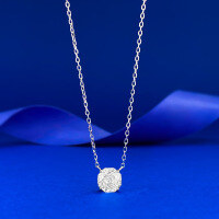 wholesale S925 Sterling Silver 25 Carat Millennium Cut Stone Pendant Necklace for Women, Minimalist Daily Luxury Collarbone Chain-N559 White Diamond 925 Silver