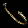 wholesale 925 Silver Gold-Plated Bracelet with High-Carbon Diamonds, Set with Cabochon Emerald, Pear-Cut Black Enamel, and Golden Leopard Design for Women-0-3