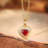 wholesale S925 sterling silver necklace with vintage brushed finish, designed with a heart pendant for a fashionable and versatile everyday women's look-BX0401-Gold>925 Silver