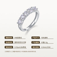 Sterling Silver Five-Pearl Moissanite Ring, Exquisite Cross-Border Jewelry Wholesale-Closed-cut US size 7  4.0mm/30-point moissanite * 5/S925 sterling silver