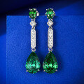 wholesale 925 Sterling Silver 5ct High Carbon Diamond Earrings Waterdrop 8*12 Emerald Green Ear Studs Women Ins, Mu Jing Jewelry New-0-1