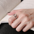 wholesale S925 Sterling Silver Retro Korean Geometric Hollow-out Ring, Versatile Minimalist New Index Finger Ring for Women-0-3