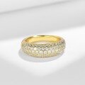 wholesale 18k Gold Plated S925 Silver Minimalist Full Diamond Half Circle Moissanite Row Ring for Women, Vintage Old Money Style-0-2