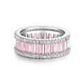 wholesale S925 Sterling Silver Amazon Cross-Border Best-Seller Women's Ring Full of Pink Diamonds Luxury High-End Stackable Diamond Ring-0-6