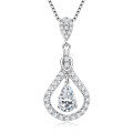 S925 Sterling Silver D-Color Moissanite Rotating Pendant Necklace-0-7