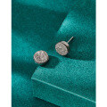 wholesale 925 Sterling Silver Round Stud Earrings for Men, Trendy and Unique Niche High-End Crystal Cluster Earrings for Women, Black Men's Earrings-0-0