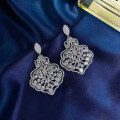 wholesale S925 Silver Zhuo Zhifan Luxury Hand-Set White Diamond Full Diamond Silver Ear Drops, Luxurious and Elegant Women's Earrings-0-1