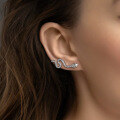 wholesale [925 Sterling Silver] Snake-shaped ear hooks with zirconia inlay, minimalist luxury high-end European and American style pure silver earrings-0-1