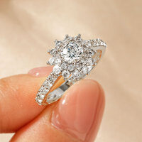 Zirconium Crossed Arms Light Luxury Cocktail Ring, Xiaohongshu Style-Sparkling Snowflake Ring [K White]  US Size 10