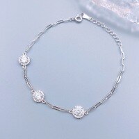 wholesale S925 Sterling Silver Round Diamond-Cut Cubic Zirconia Bracelet, Fashionable High-End Sense Gift for Girlfriend or Best Friend Jewelry-Three Star Dot Bracelet 925 Silver