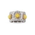 wholesale 925 Silver Gold-Plated Ring with High Carbon Diamonds, Bujia Daisy Light Yellow Cabochon Fashion Versatile Jewelry for Women-0-5
