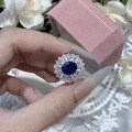 S925 Sterling Silver 8*10mm Oval Sapphire Luxury Ring for Women-0-1