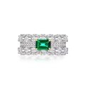 wholesale S925 Sterling Silver Emerald Women's Ring High-end and Elegant Full Diamond Inlaid Classic Graceful Fashion Versatile Band-0-4