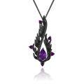 wholesale 925 Silver Designer High-End Dark Gothic Vintage Pendant Italian Craftsmanship Natural Amethyst Necklace Pendant-0-1