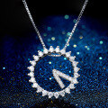 wholesale S925 silver Korean retro minimalist collarbone chain, ins design diamond-inlaid 520 clock pendant wholesale-0-0