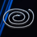 925 Silver 2mm 3-Point Moissanite Single Row Four-Prong Full Diamond Pendant Necklace-0-1