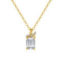14K Gold Plated 925 Silver Full Moissanite Emerald Pendant Necklace-0-3