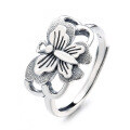 wholesale S925 Sterling Silver Vintage Creative Classical Hollow-Out Butterfly Design Ring, Personalized Fashion Literary Style Index Finger Ring-0-4