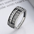wholesale S925 sterling silver rotating abacus coin ring with auspicious meaning, retro and ethnic style for men and women's index finger-0-0