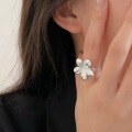 wholesale S925 Sterling Silver Korean Style Floral Ring for Women, Minimalist and Elegant Adjustable Open Band, High-End Versatile Design-0-3