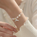 wholesale S925 Sterling Silver Mermaid Tail Square Zircon Pearl Bracelet Vintage Style Designer Elegant Jewelry for Women S6539-0-1