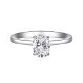 Sterling Silver 1ct Four-Prong Oval Moissanite Solitaire Engagement Ring-0-3