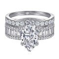 wholesale S925 Sterling Silver 3-Carat Marquise Moissanite Women's Ring Set Stackable Ring High-End Jewelry-0-4