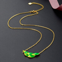 wholesale S925 Silver Korean Style Minimalist Enamel Pendant Drip Glaze Necklace, Cross-Border Sweet and FreshCollarbone Chain for Women-Necklace 925 Silver