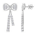 S925 Sterling Silver D-color Moissanite Bow Earrings-0-3